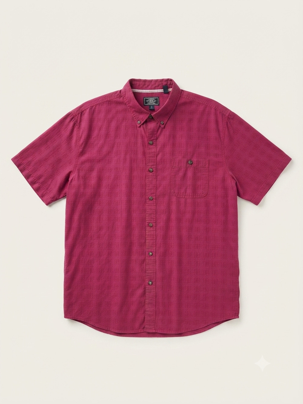G.H. Bass & Co Men's XXL Red Textured Short Sleeve Button Down Shirt Work Cotton